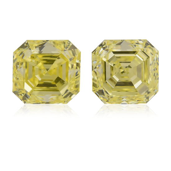 0.91 Carat Fancy Yellow Asscher Diamonds (VS)