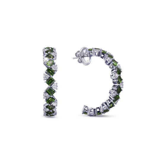 Tourmaline and Diamond Hoop Earrings
