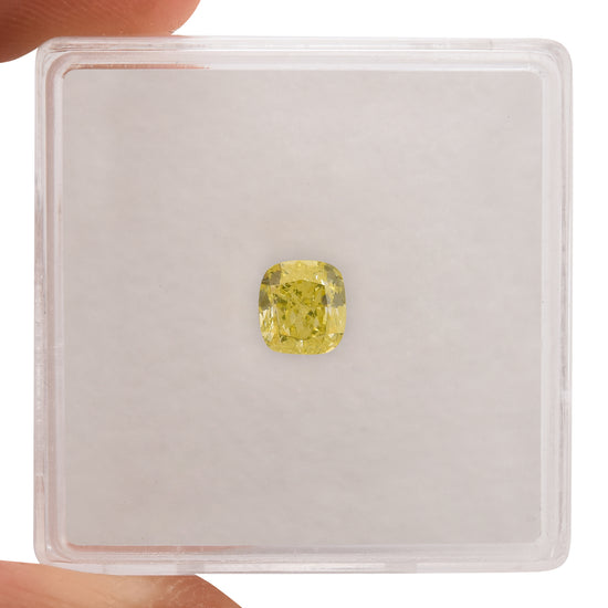 0.72 Carat Fancy Greenish Yellow Cushion Diamond SI1 GIA