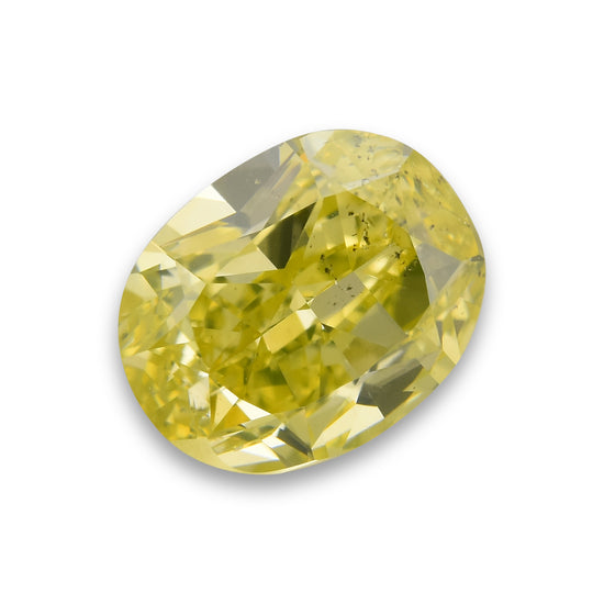 ألماسة بيضاوية 1.01 قيراط Fancy Intense Greenish Yellow SI2 GIA