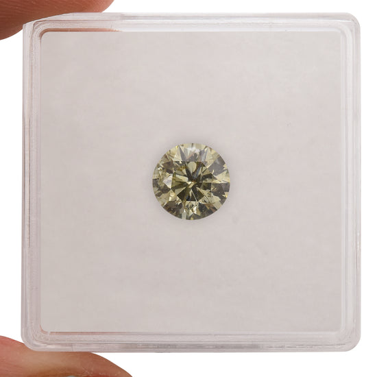 1.02 Carat Fancy Dark Green Gray Round Brilliant Diamond (I2) GIA