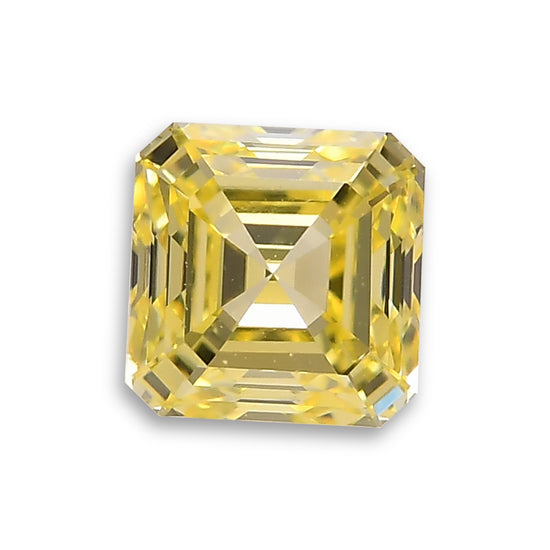 0.69 Carat Fancy Intense Yellow Asscher Diamond VVS2 GIA