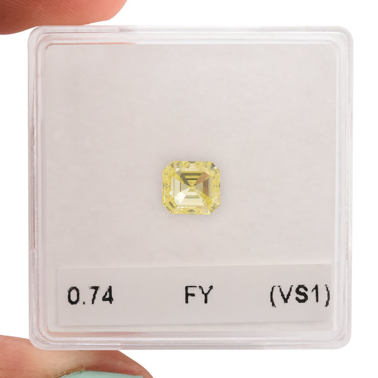 0.74 Carat Fancy Yellow Asscher Diamond (VS1)