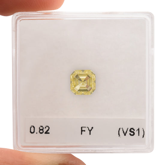 0.82 Carat Fancy Yellow Asscher Diamond (VS1)