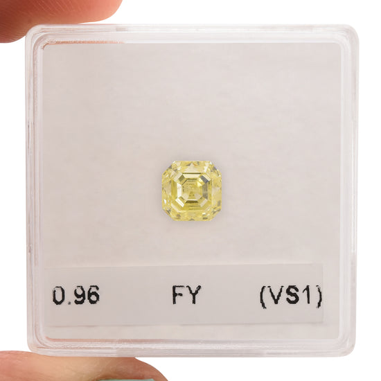 0.96 Carat Fancy Yellow Asscher Diamond (VS1)