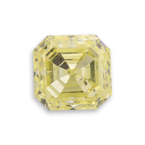 0.88 Carat Fancy Yellow Asscher Diamond (I1)