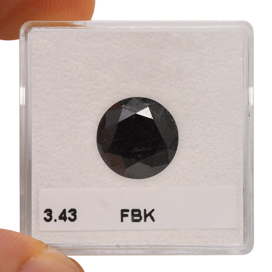 3.43 Carat Fancy Black Round Brilliant Diamond  GIA