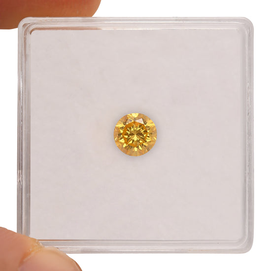 0.53 Carat Fancy Intense Orange Yellow Round Diamond SI1 GIA
