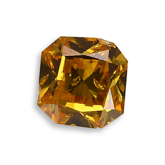 0.50 Carat Fancy Vivid Orange Yellow Radiant Diamond I1 GIA