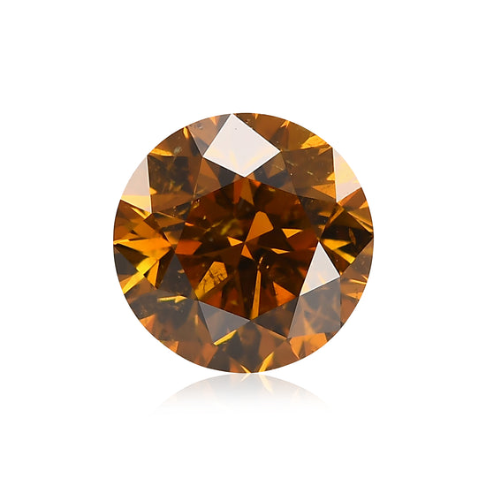 Diamante a taglio brillante rotondo Fancy Deep Brownish Yellowish Orange da 1,20 carati I1 GIA
