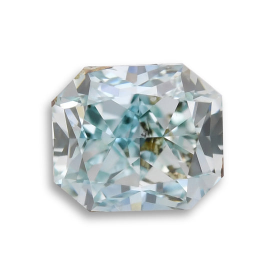 0.92 Carat Fancy Intense Blue Green Radiant Diamond SI1 GIA
