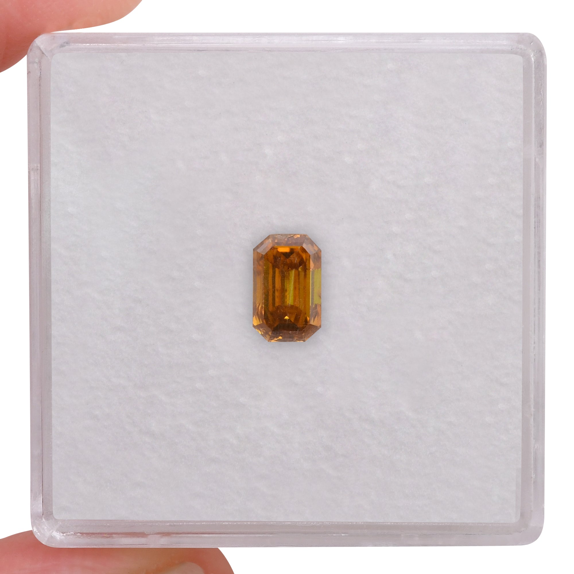 0.53 Carat Fancy Deep Yellow Orange Emerald Diamond (I1) GIA | LEIBISH