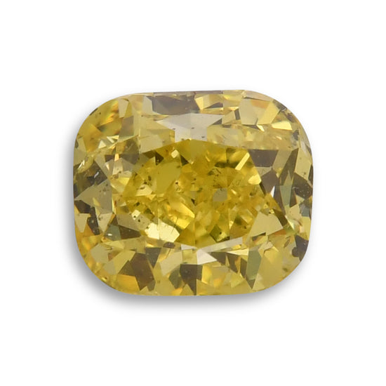 1.00 Carat Fancy Vivid Yellow Cushion Diamond SI2 GIA