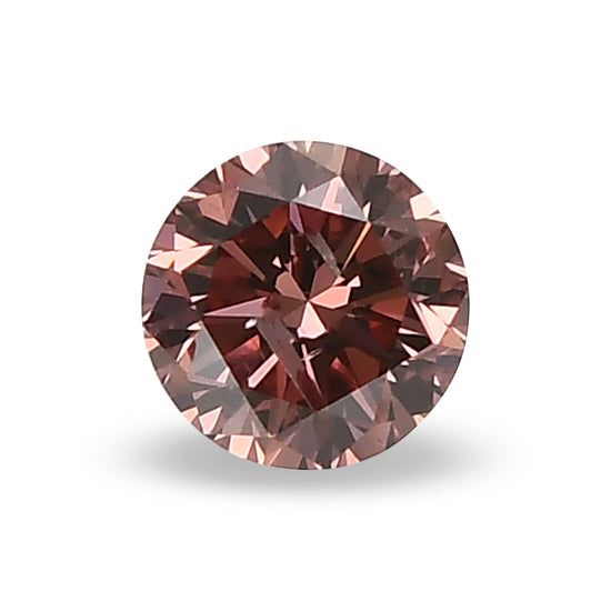 0.18 Carat Fancy Deep Brownish Orangy Pink Round Brilliant Diamond I2 GIA