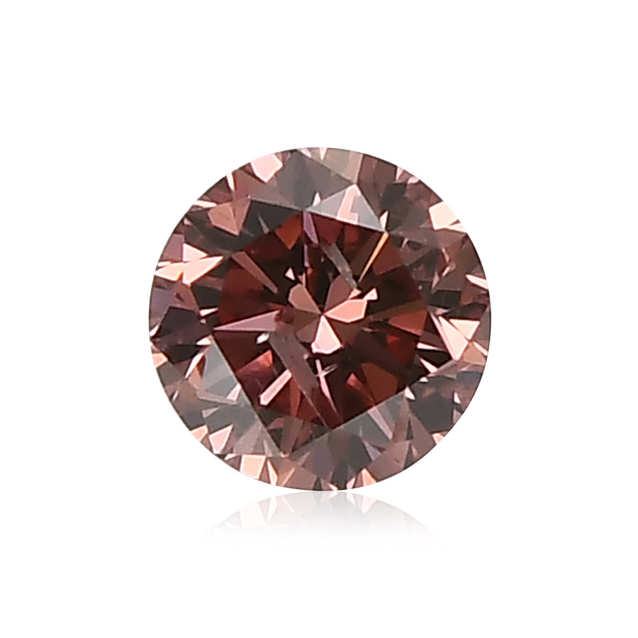 0.18 Carat Fancy Deep Brownish Orangy Pink Round Brilliant Diamond I2 GIA