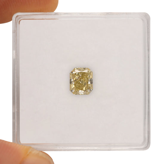 0.73 Carat Fancy Brownish Greenish Yellow Radiant Diamond VS2 GIA