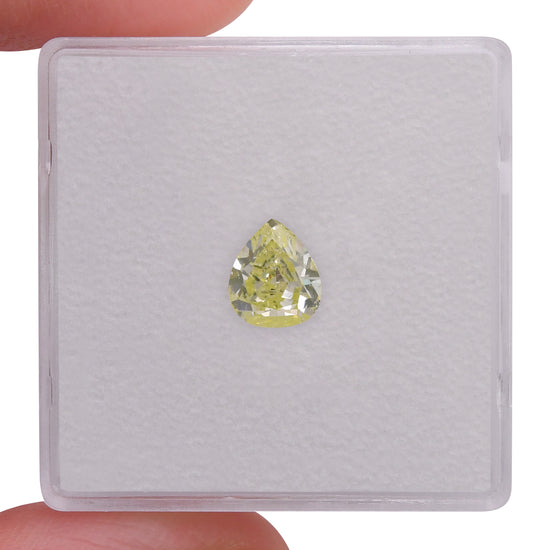 0.78 Carat Fancy Light Green Yellow Pear Diamond I2 GIA