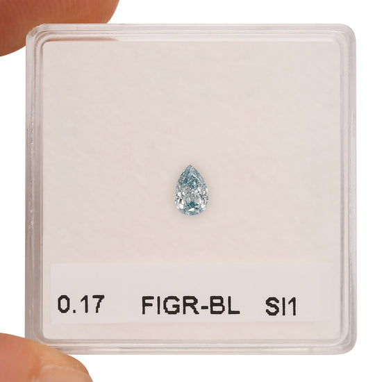 0.17 Carat Fancy Intense Greenish Blue Pear Diamond SI1 GIA