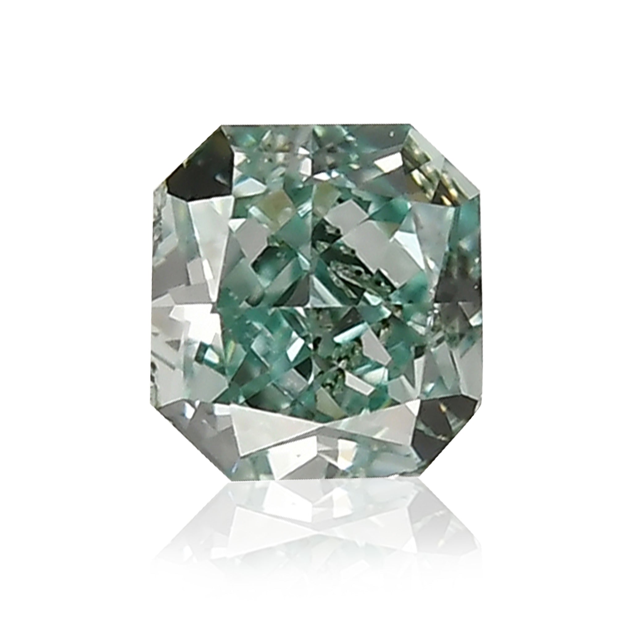 0.13 Carat Fancy Vivid Bluish Green Radiant Diamond (VS2) GIA 