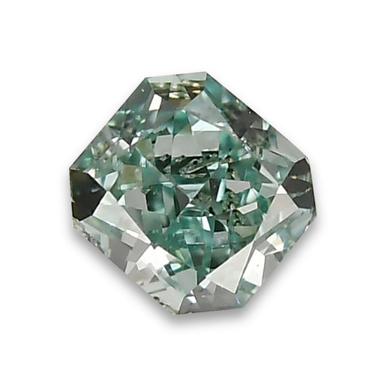 0.13 Carat Fancy Vivid Bluish Green Radiant Diamond (VS2) GIA