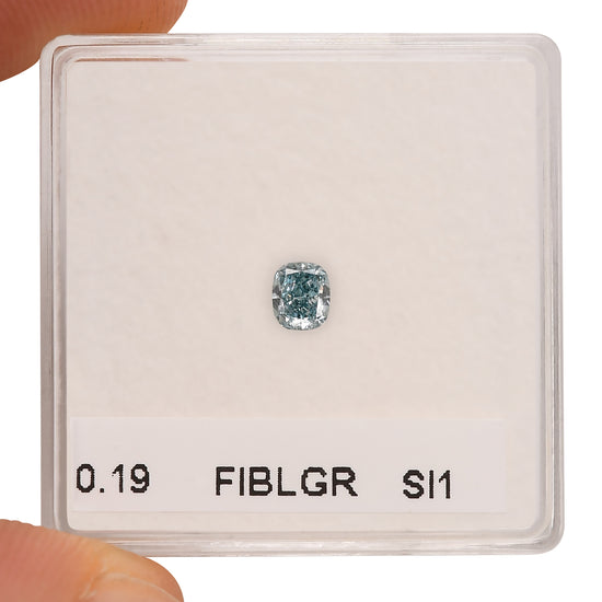 0.19 Carat Fancy Intense Blue Green Cushion Diamond SI1 GIA