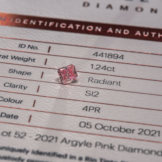 1.24 Carat Fancy Intense Pink Radiant Diamond SI2 GIA & ARGYLE