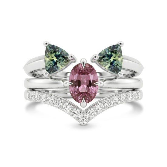 Spinel, Aquamarine and Diamond Trio Stack Rings