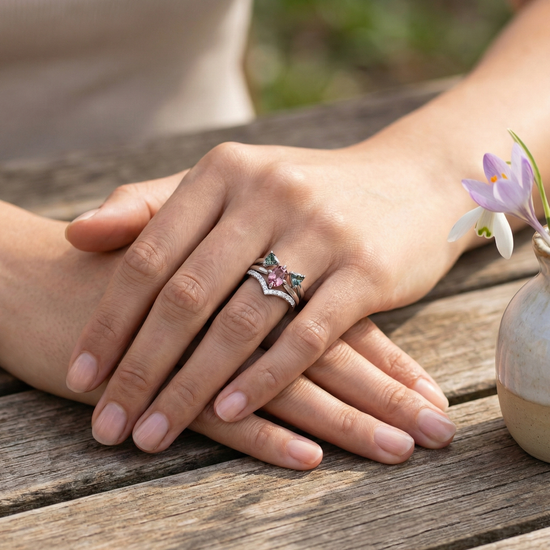 Spinel, Aquamarine and Diamond Trio Stack Rings