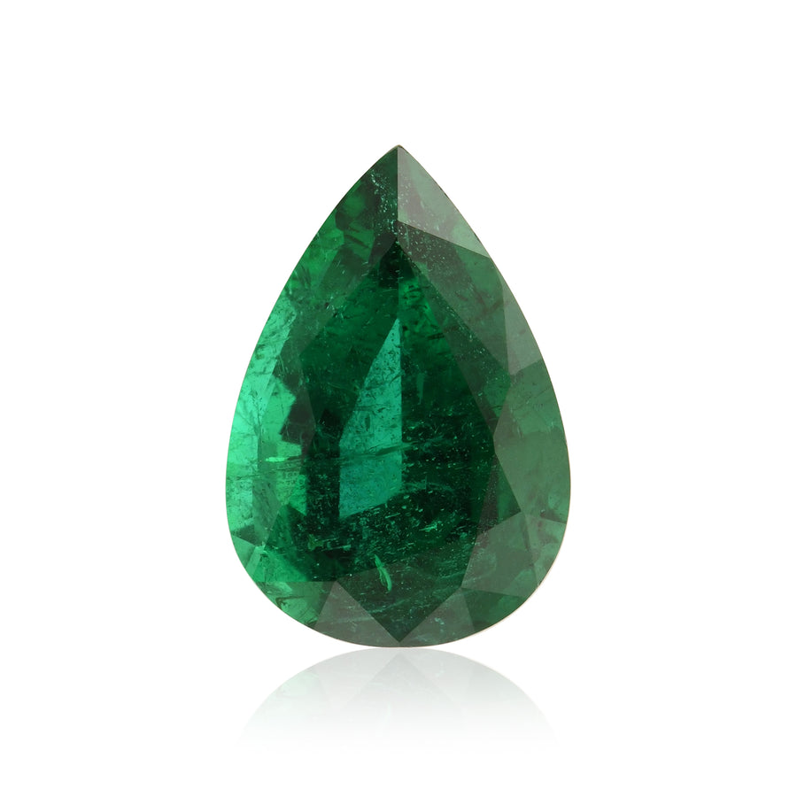 5.01 Carat Green Pear Emerald