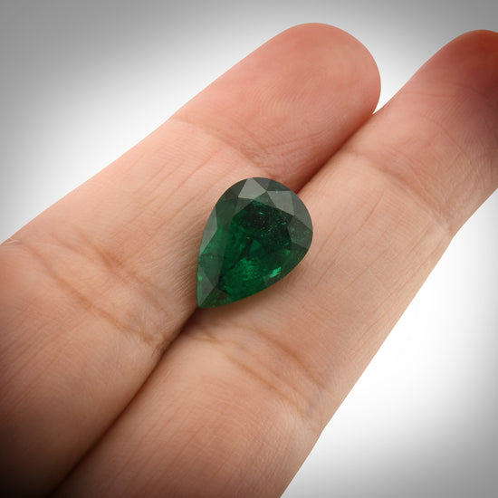 5.01 Carat Green Pear Emerald