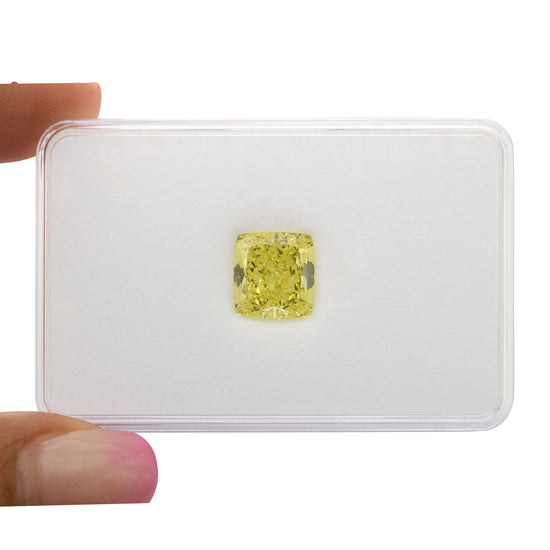 5.42 Carat Fancy Intense Yellow Cushion Diamond SI2 GIA