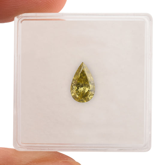 0.84 Carat Fancy Brownish Greenish Yellow Pear Diamond (I1) GIA