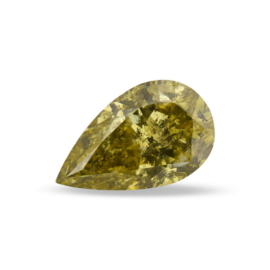 0.84 Carat Fancy Brownish Greenish Yellow Pear Diamond (I1) GIA