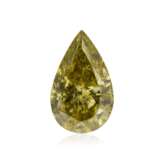 0.84 Carat Fancy Brownish Greenish Yellow Pear Diamond (I1) GIA