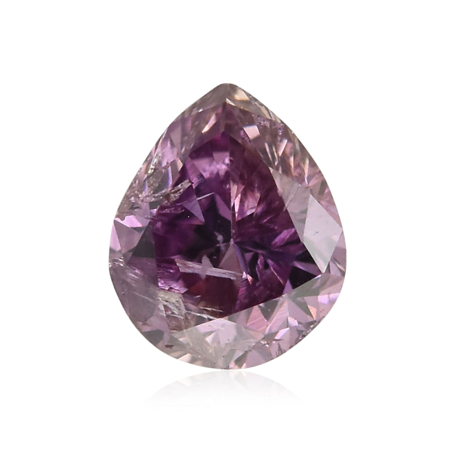 0.12 Carat Fancy Deep Brownish Purple Pink Pear Diamond (I1) GIA
