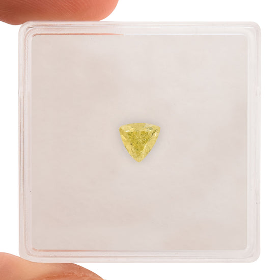 0.37 Carat Fancy Greenish Yellow Triangle Diamond (I1) GIA