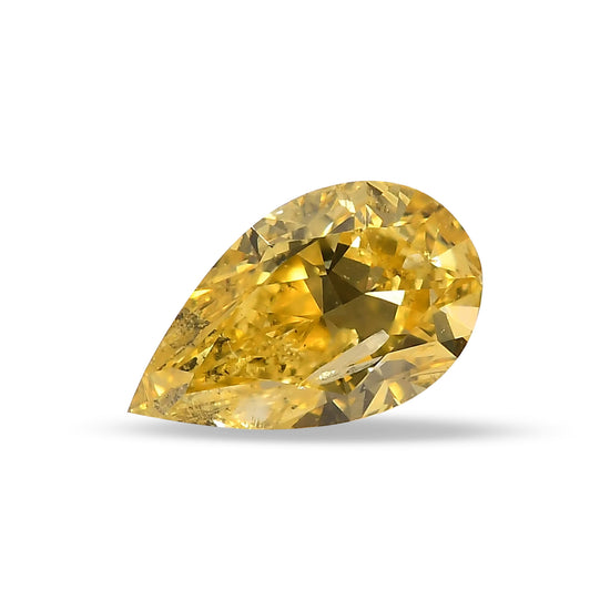 0.77 Carat Fancy Intense Yellow Pear Diamond (SI2) GIA