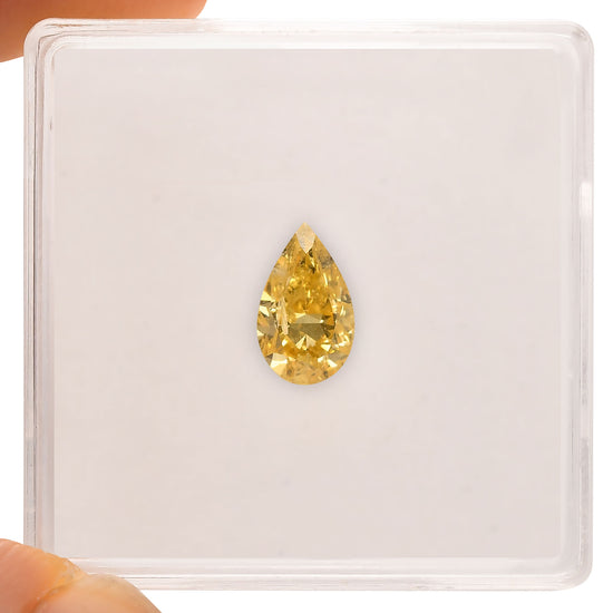 0.77 Carat Fancy Intense Yellow Pear Diamond (SI2) GIA