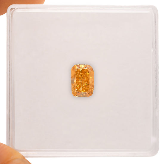 0.80 Carat Fancy Vivid Yellowish Orange Cushion Diamond SI2 GIA
