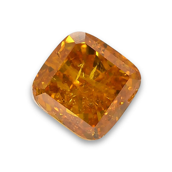 0.96 Carat Fancy Vivid Yellow Orange Cushion Diamond (SI2) GIA