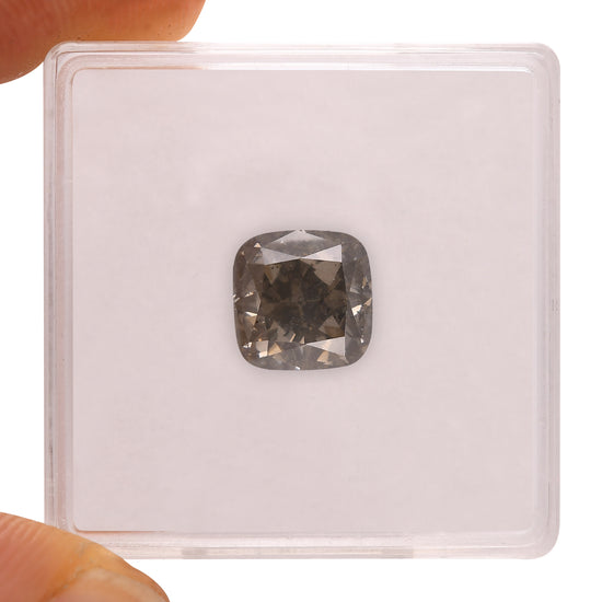 3.01 Carat Fancy Dark Gray Cushion Diamond SI2 GIA