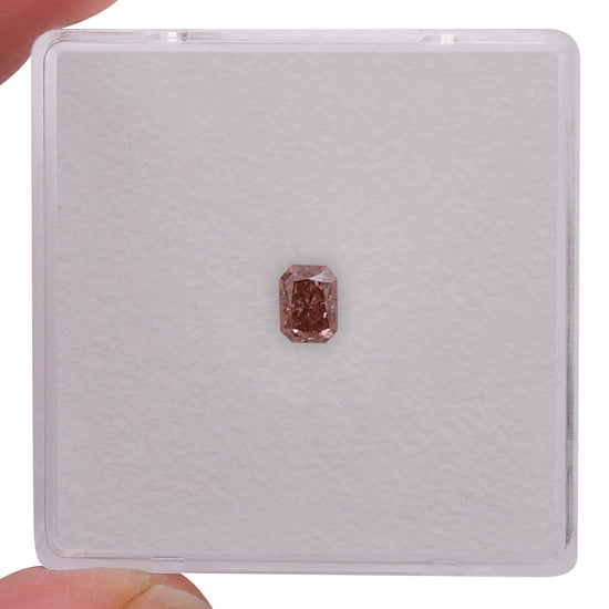 0.26 Carat Fancy Deep Orangy Pink Radiant Diamond SI2 GIA