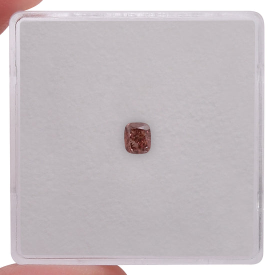 0.21 Carat Fancy Deep Orangy Pink Cushion Diamond I1 GIA