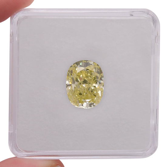6.16 Carat Fancy Light Yellow Cushion Diamond SI2 GIA