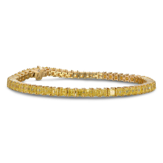 Fancy Intense Yellow Asscher Diamond Tennis Bracelet