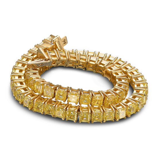 Fancy Intense Yellow Asscher Diamond Tennis Bracelet