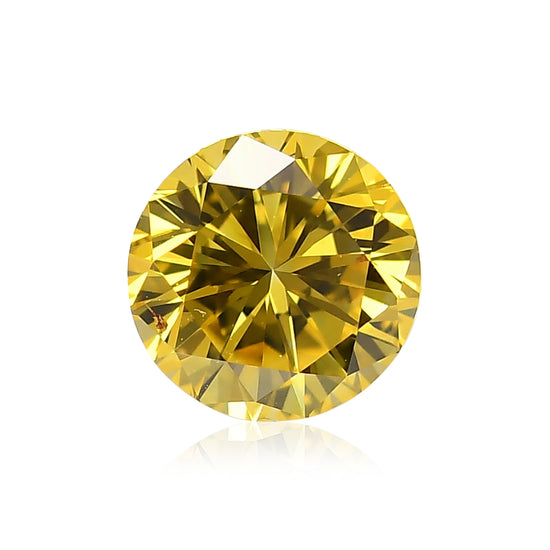 0.71 قيراط ألماسة مستديرة Fancy Vivid Yellow بدرجة نقاء SI2 GIA