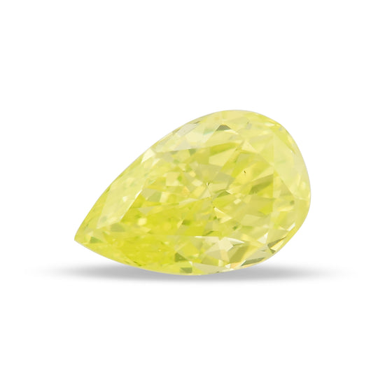 0.21 Carat Fancy Intense Yellow Green Pear Diamond VS1 GIA