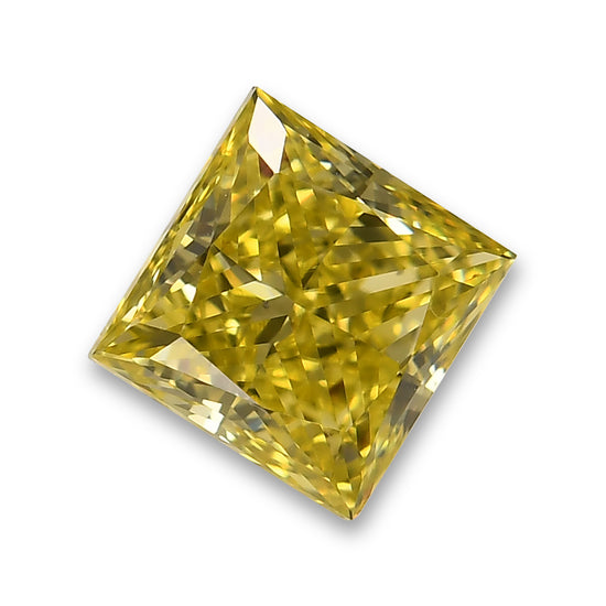 1.08 Carat Fancy Intense Yellow Princess Diamond VS2 GIA