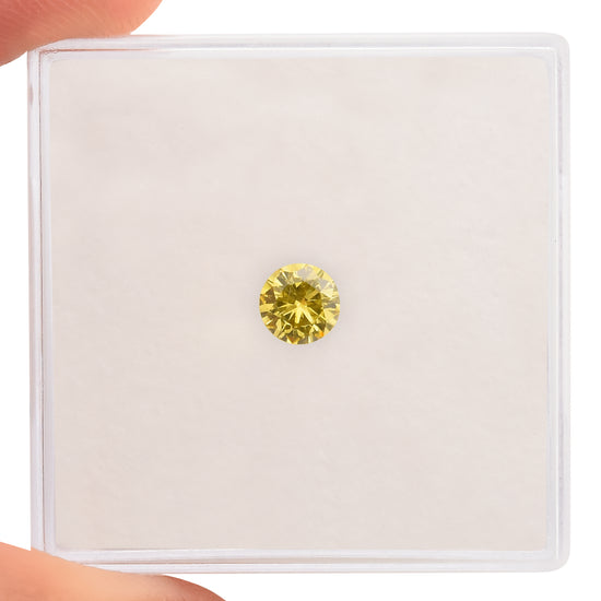 0.25 Carat Fancy Intense Yellow Round Diamond (VS2) GIA